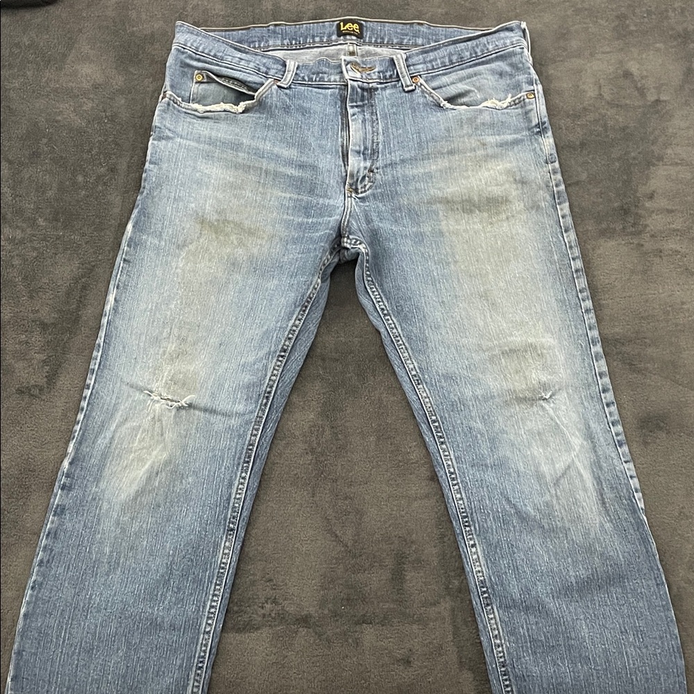 Lee Men's Light Blue Straight Jeans